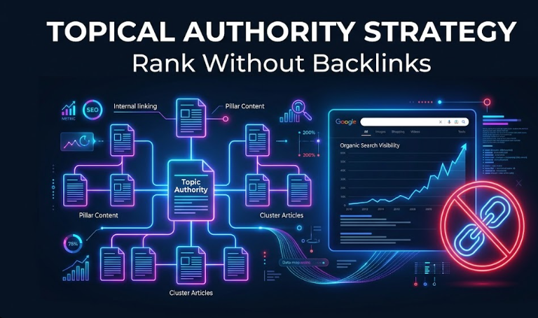 Topical Authority Strategy: Rank on Google Without Backlinks (2026)